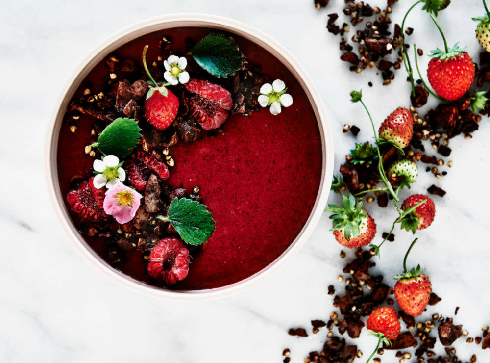 Mixed Berry & Plum Christmas Smoothie Bowl